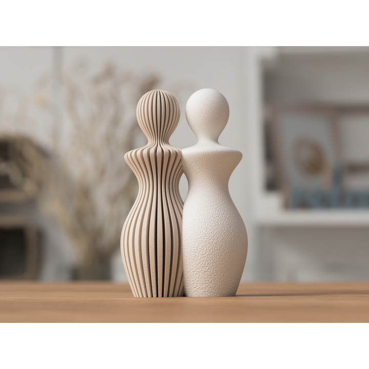 Statue Couple Woman and Woman - 14 cm or 20 cm high - Abstract Minimalist Design - Scandinavian Style - Decoration