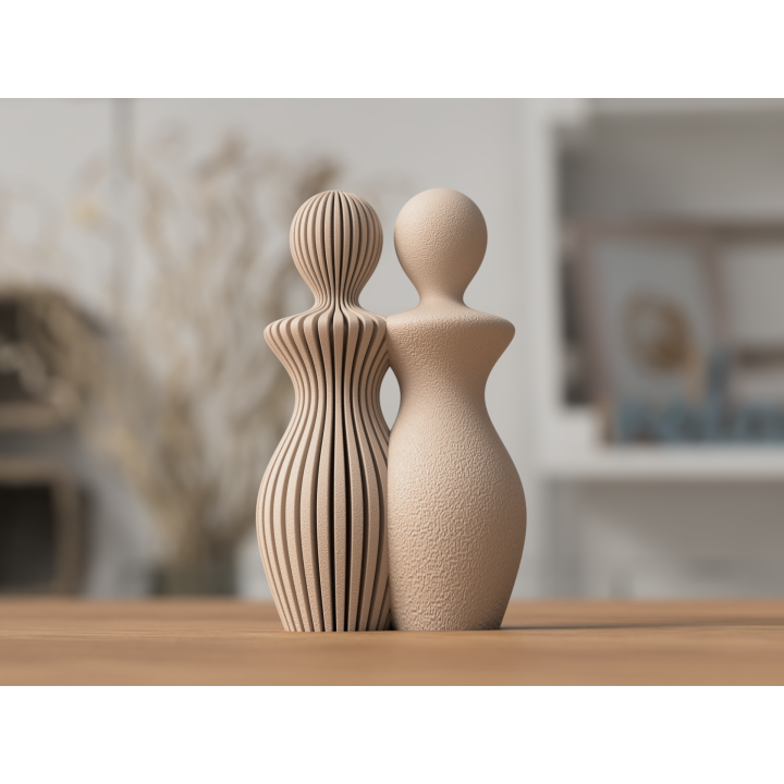 Statue Couple Woman and Woman - 14 cm or 20 cm high - Abstract Minimalist Design - Scandinavian Style - Decoration