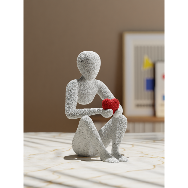 Decorative Figurine with Heart – Minimalist Gift Idea from 3D Printing – Modern Sculpture