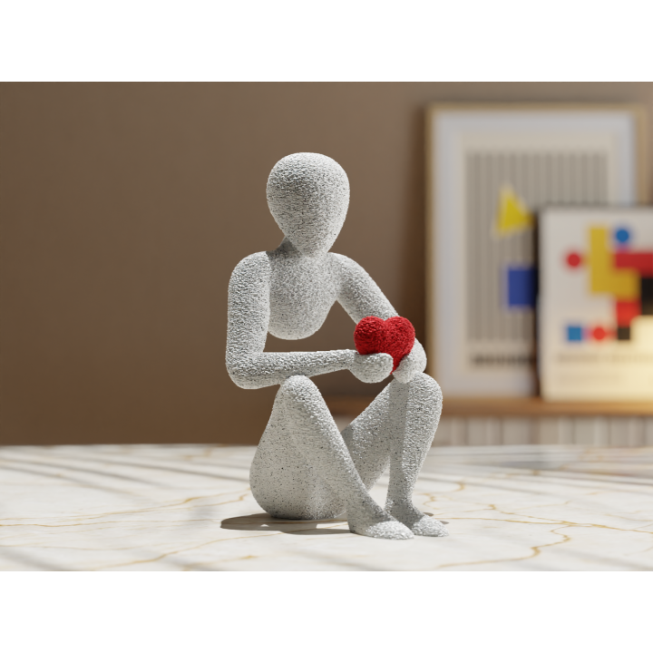 Decoratief beeldje met hart – Minimalistische cadeau-idee uit 3D-print – Modern beeldje