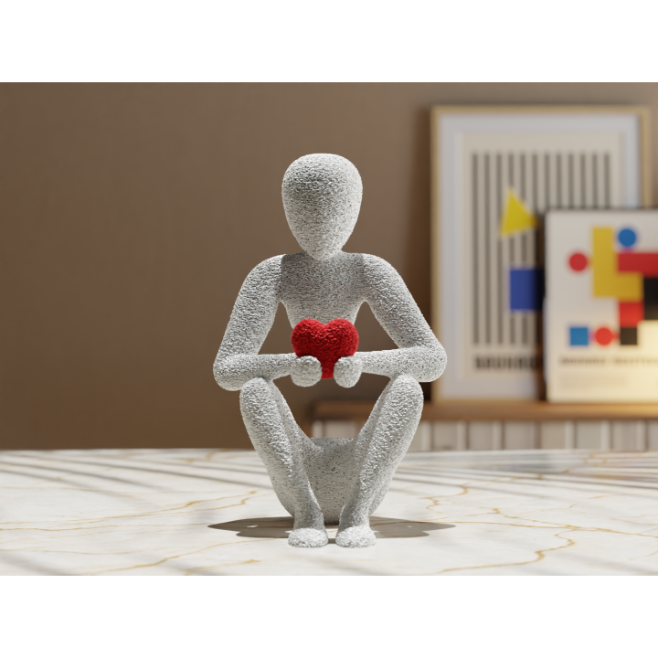 Decorative Figurine with Heart – Minimalist Gift Idea from 3D Printing – Modern Sculpture