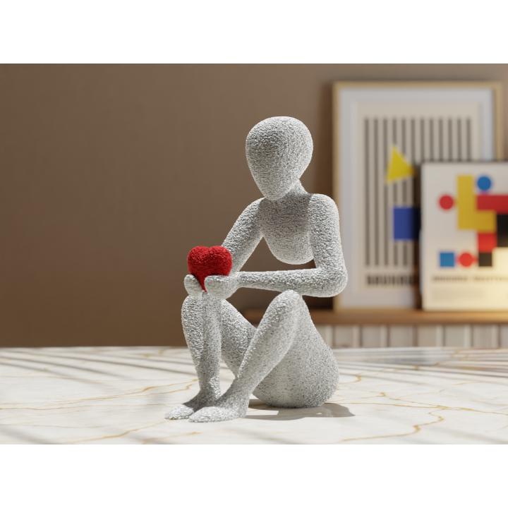 Decoratief beeldje met hart – Minimalistische cadeau-idee uit 3D-print – Modern beeldje