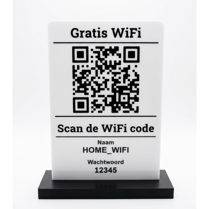 QR code WiFi - Customised sign with table stand (base)