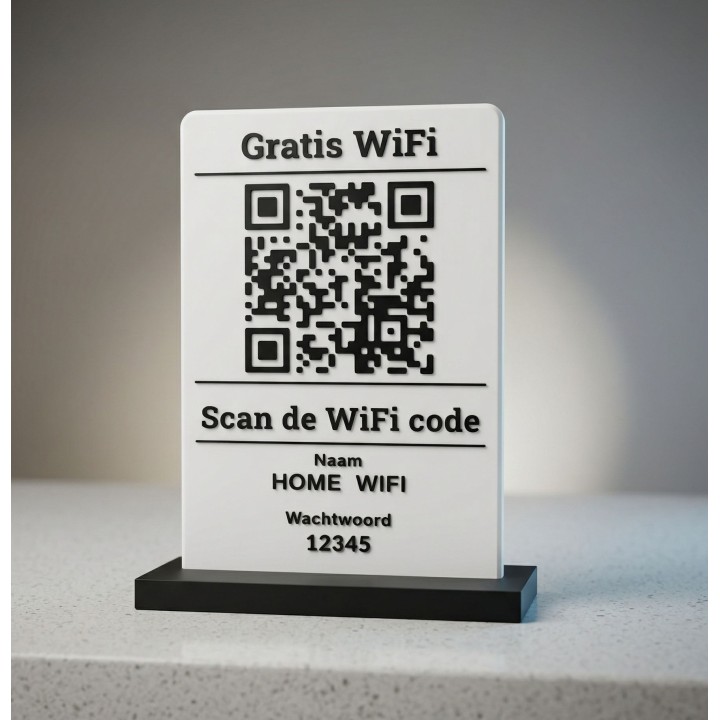 QR code WiFi - Customised sign with table stand (base)