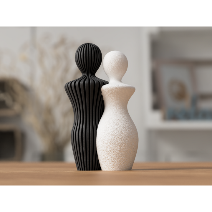 Beeld Koppel Man en Vrouw - 14 cm of 20cm hoog - Abstract Minimalistisch Design - Scandinavisch Stijl - Decoratie