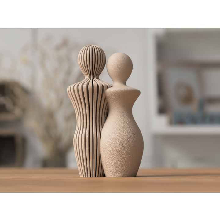 Beeld Koppel Man en Vrouw - 14 cm of 20cm hoog - Abstract Minimalistisch Design - Scandinavisch Stijl - Decoratie