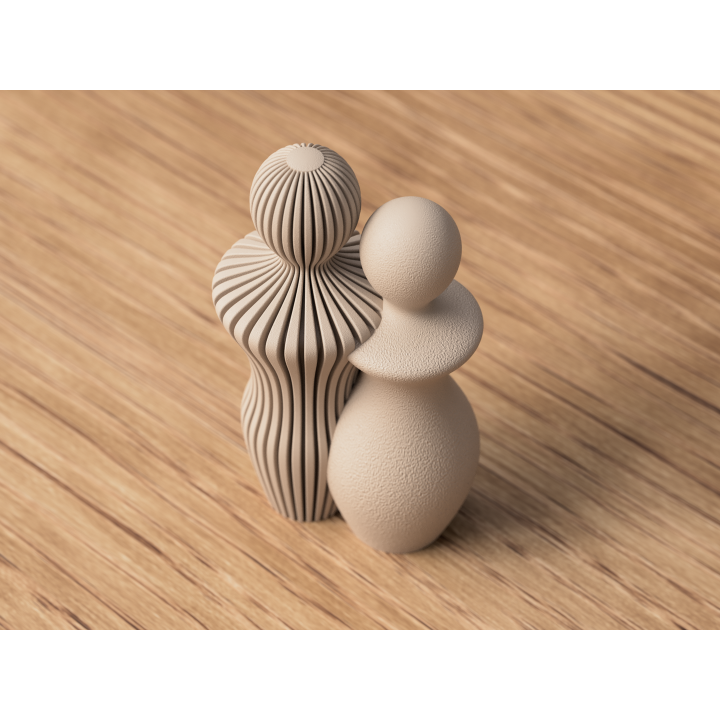 Beeld Koppel Man en Vrouw - 14 cm of 20cm hoog - Abstract Minimalistisch Design - Scandinavisch Stijl - Decoratie