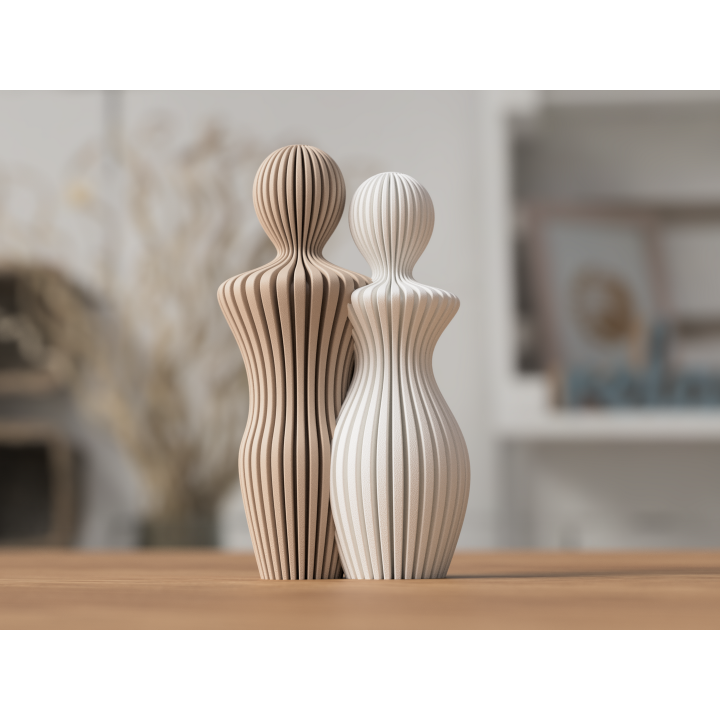 Beeld Koppel Man en Vrouw - 14 cm of 20cm hoog - Abstract Minimalistisch Design - Scandinavisch Stijl - Decoratie