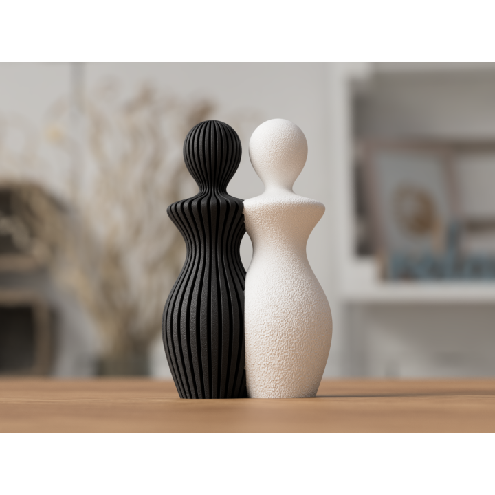 Beeld Koppel Vrouw en Vrouw - 14 cm of 20cm hoog - Abstract Minimalistisch Design - Scandinavisch Stijl - Decoratie